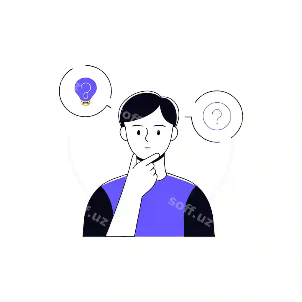 Man lampochka va savol belgisi bilan o'ylayotgan | Man contemplating with lightbulb question mark