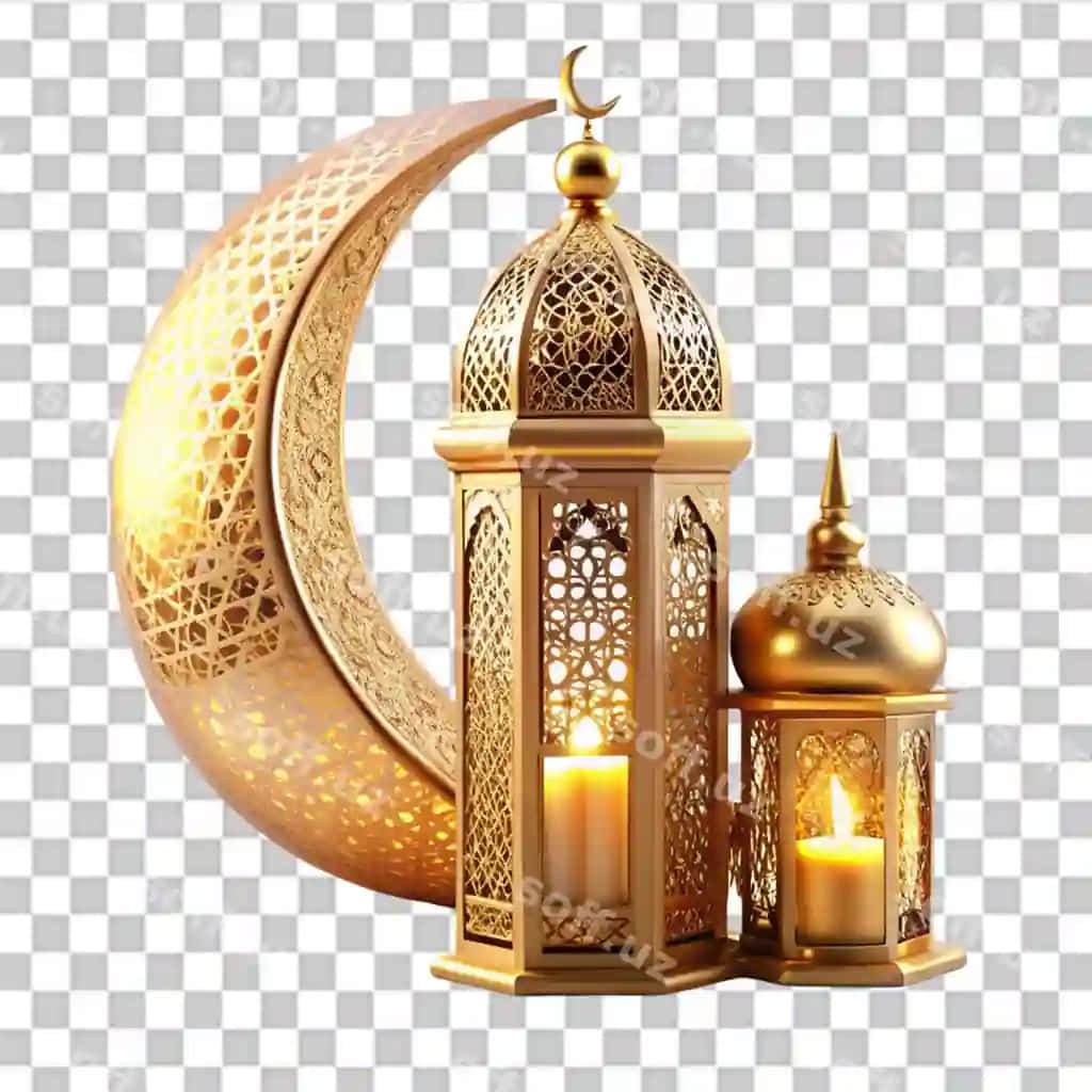 Ramazon kamoyish elementlari ajraltirilgan shaffof fonda | Ramadan kareem elements isolated transparent background