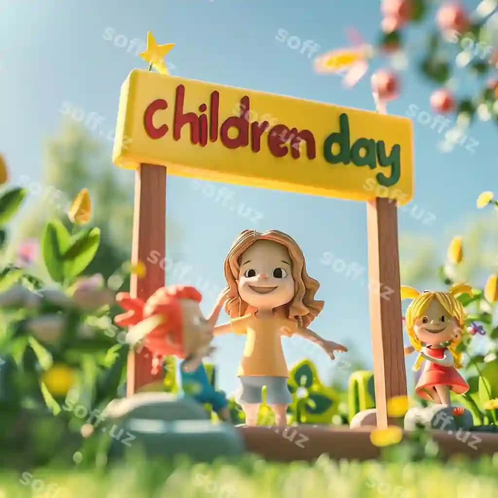 3d renderlangan fotosuratlar Bolalar kuni bolalar birgalikda oyniyapman | 3d rendered photos children playing together children day
