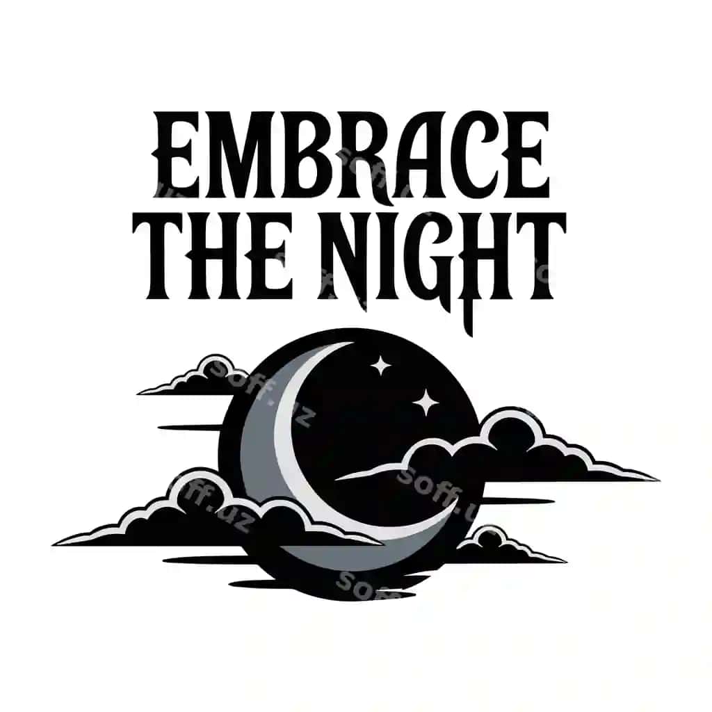 O'tkazish kecha oy bulutlar futbolka dizayni | Embrace night moon clouds t shirt design