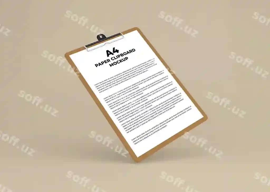 Qog'oz papka mockup dizayn 3d render ajraltirilgan | Paper clipboard mockup design 3d rendering isolated