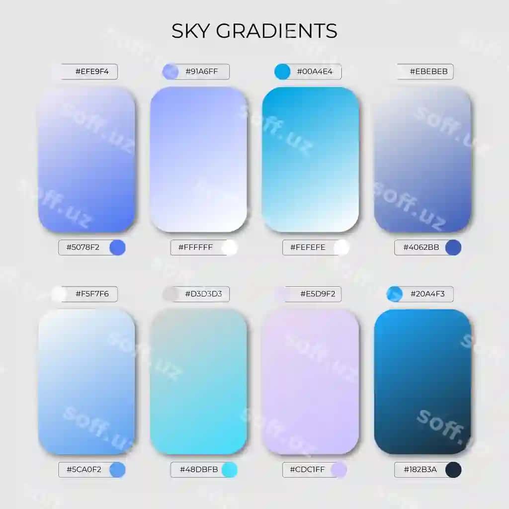 Oʻrnat osmon gradienti rang paletasini | Set sky gradient color palette