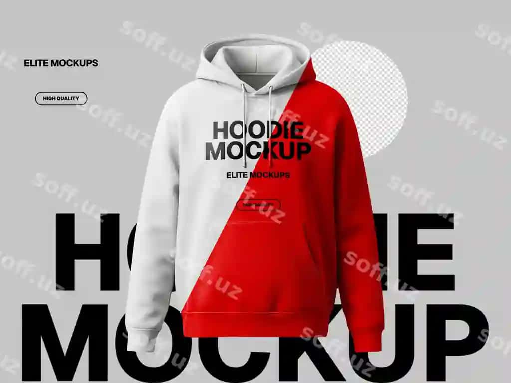 Rang blok dizaynli brendlangan Hoodie namunasi | Hoodie mockup with color block design branding