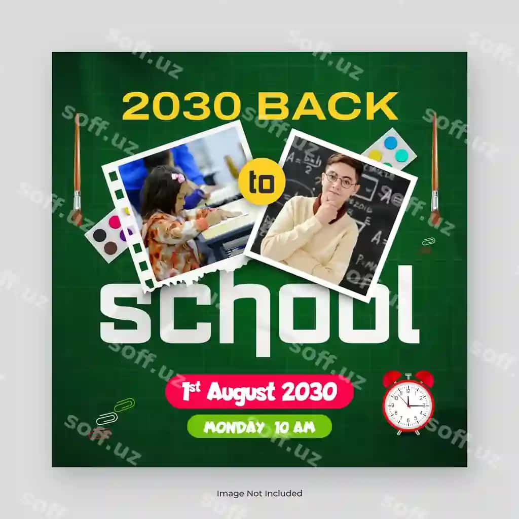 Maktabga qaytish sotsial media post banner shabloni | Back school social media post banner template