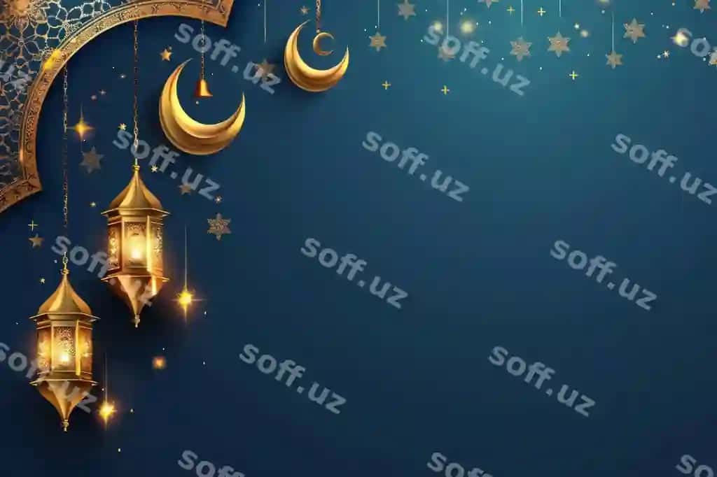Illyustratsiya dizayni Eid muborak oy san'ati shindel | Illustration design eid mubarak moon art chandelier