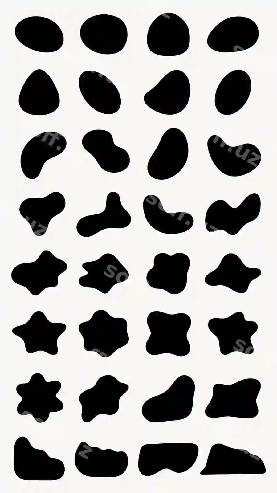 Abstrakt qora shakllar oq orqa fon turli xil abstrakt shakllar abstrakt | Abstract black shapes white background various abstract forms abstract