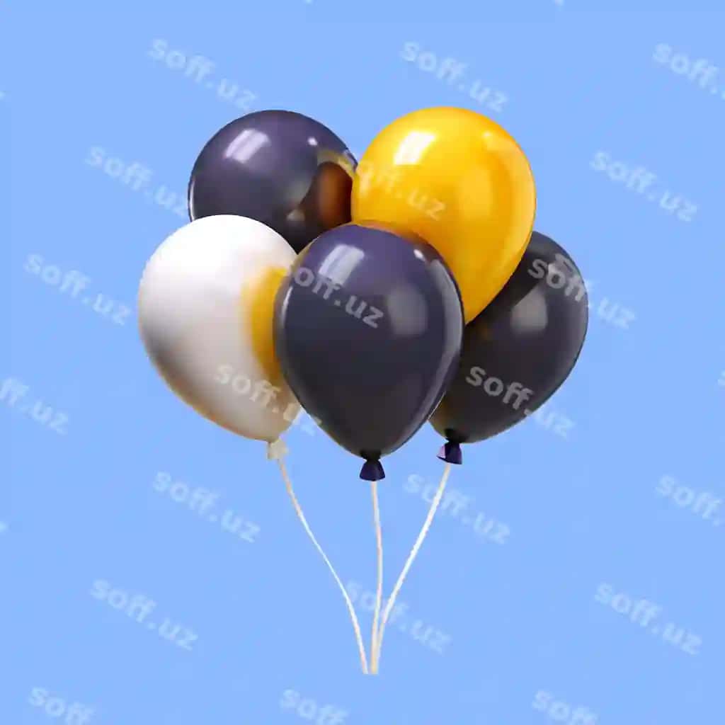 3d tug'ilgan kun sharqillari ikonka illustratsiyasi | 3d birthday balloons icon illustration