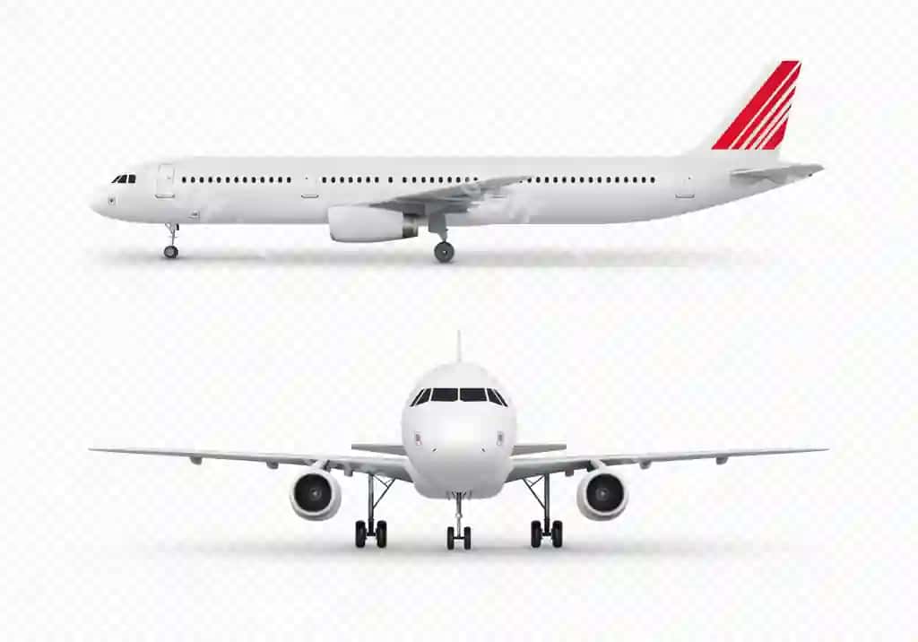 Samolyotlar komplekti ajraltirilgan shaffof fonda vektor realistik illustratsiyasi | Set airplanes isolated transparent background vector realistic illustration