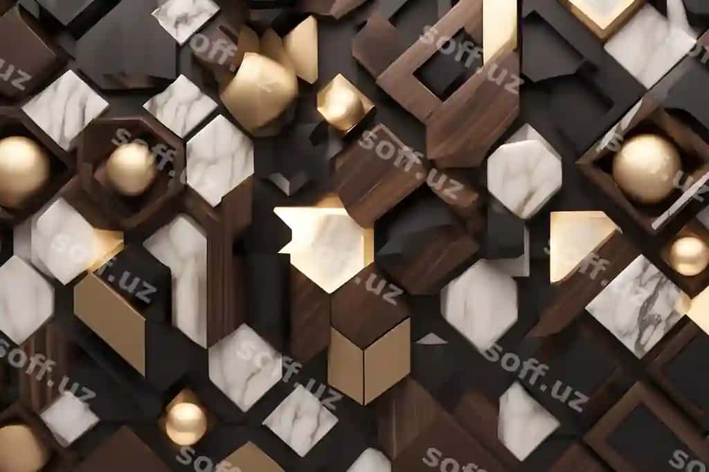 3d klassik yog'ochli marmur devor panosi | Wallpaper 3d classic wooden marble