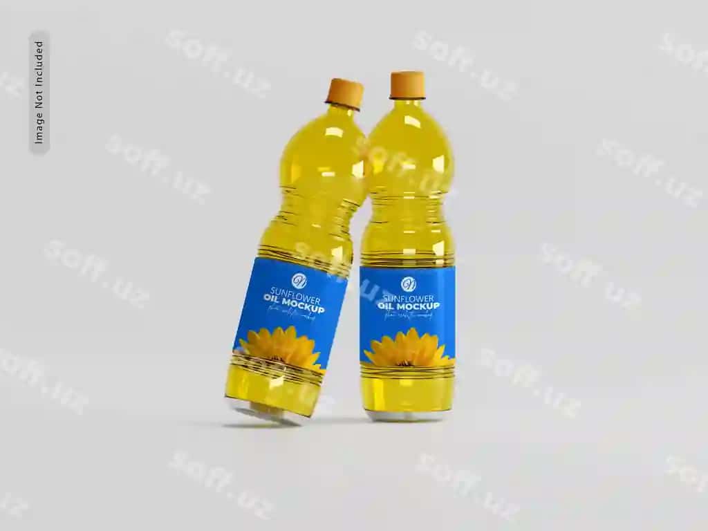 Qizil mavzo yog'i shisha namunasi | Sunflower oil bottle mockup