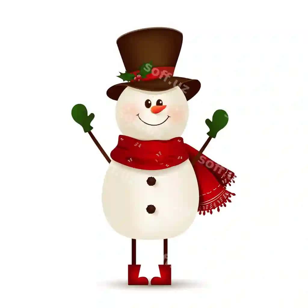 Noel chiroyli baxtsiz gulbishik qor bobosi qo'llarini aloqalash salom berish ajralangan | Christmas cute cheerful funny snowman waving hands greeting isolated