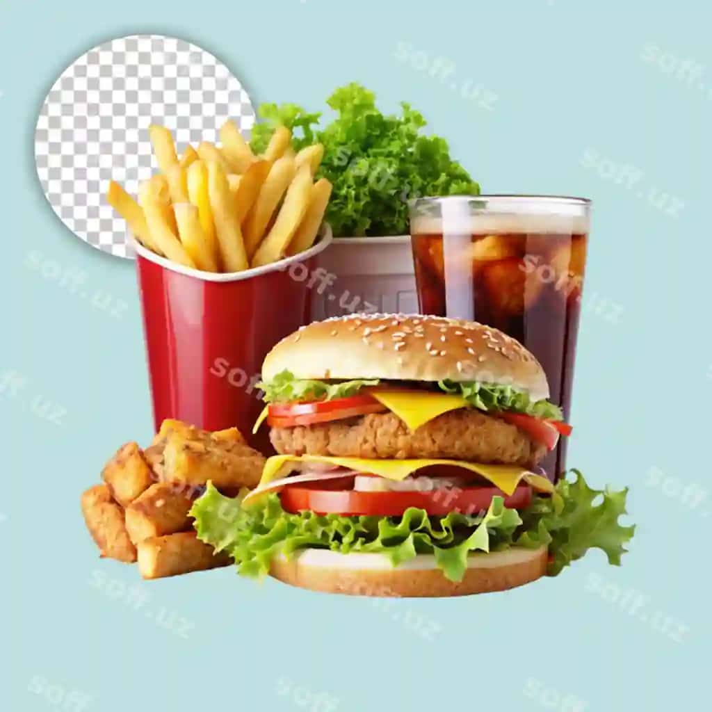 Fri hamburger fast food shaffof fonda | French fries hamburger fast food transparent background