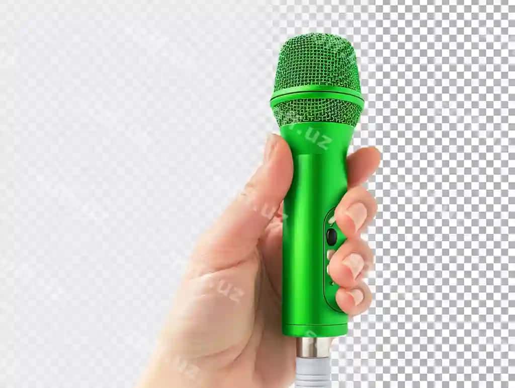 Qo'l bilan tutilgan mikrofon shaffof orqa fonda | Handholding microphone transparent background