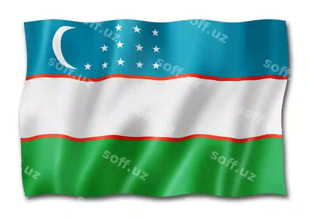 O'zbekiston bayrog'i oq fonda | Uzbekistan flag isolated white