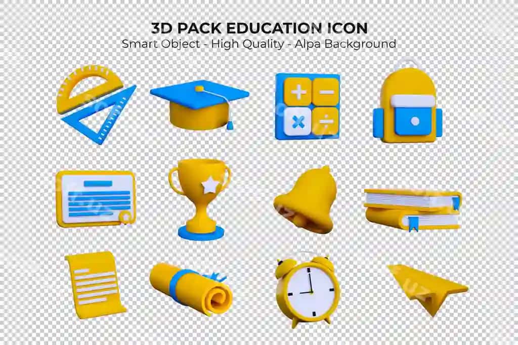 3d paket ta'lim ikonasi ayrilgan | 3d pack education icon isolated