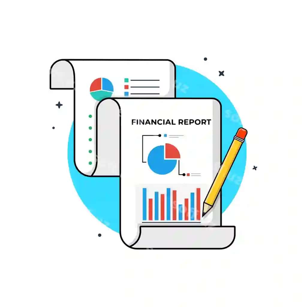 Moliyaviy hisobot hujjati qalam vektor illustratsiyasi biznes | Financial report document with pencil vector illustration business