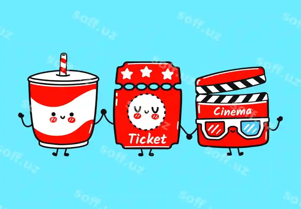 Kulgili va yoqimli baxtli film klapper limonad chipta qahramonlari to'plami | Funny cute happy movie clapper lemonade ticket characters bundle