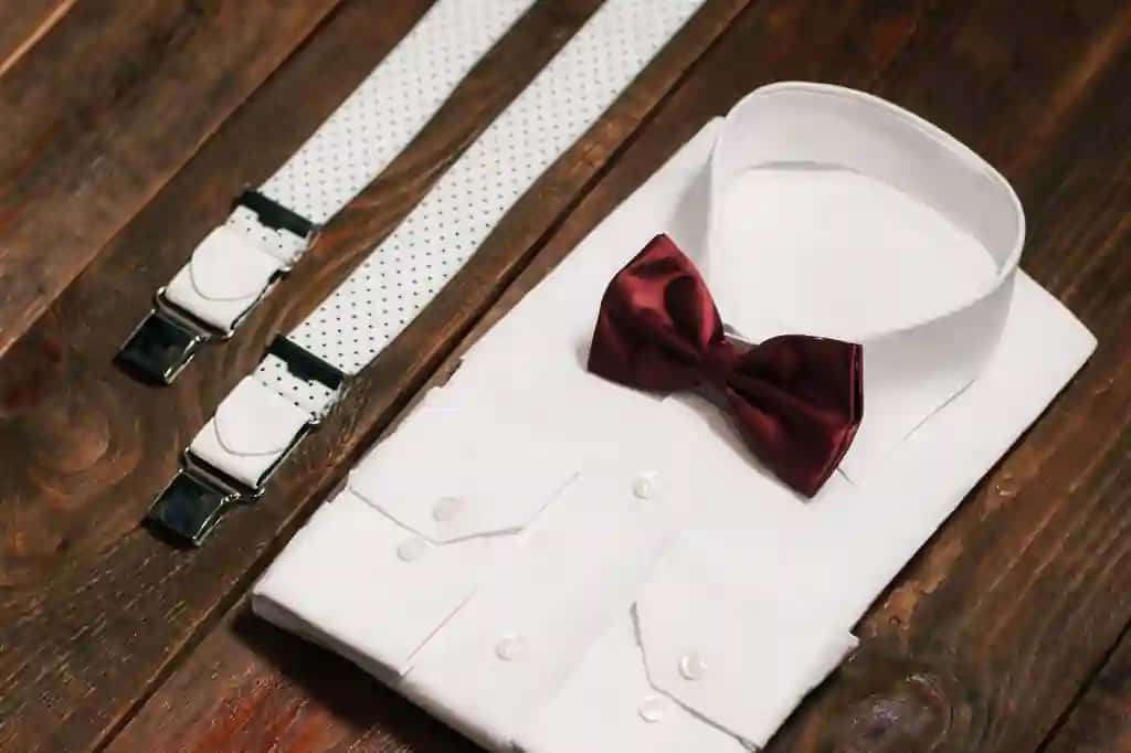 Kundalik erkaklar uchun ko'ylak ilmoqlari, atlas galstuk | Casual male set shirt suspenders satin bow tie