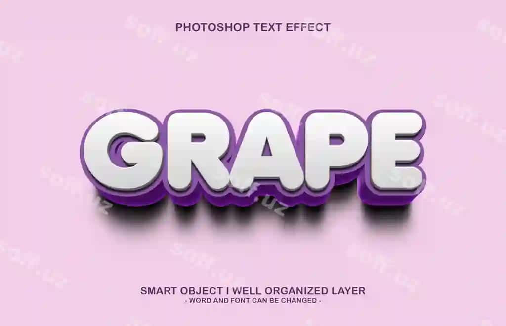 3d tahrir qilish mumkin uzum matn uslub effekti | 3d editable grape text style effect