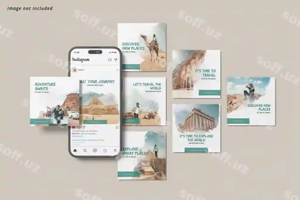 Instagram posti akilli telefon namunasi bilan | Instagram post with smartphone mockup