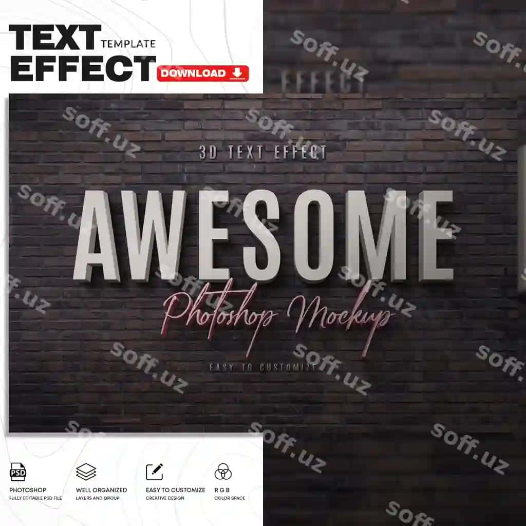 3d matn effekti psd shablon | 3d text effect psd template