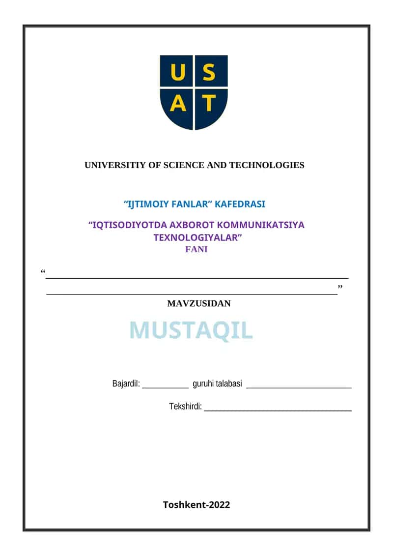 IQTISODIYOTDA AXBOROT KOMMUNIKATSIYA TEXNOLOGIYALAR