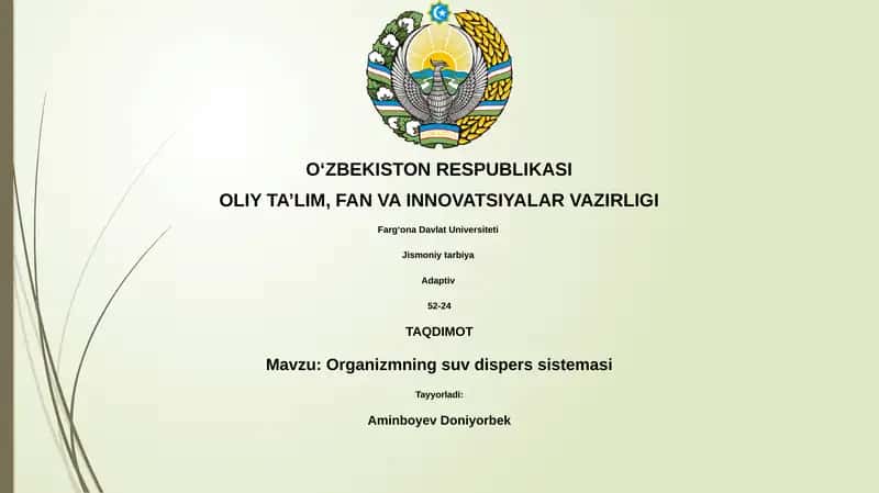 Organizmning suv dispers sistemasi