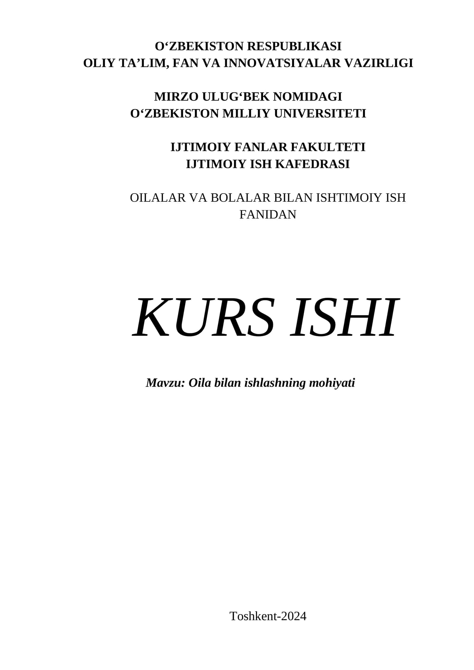 Oila bilan ishlashning mohiyati