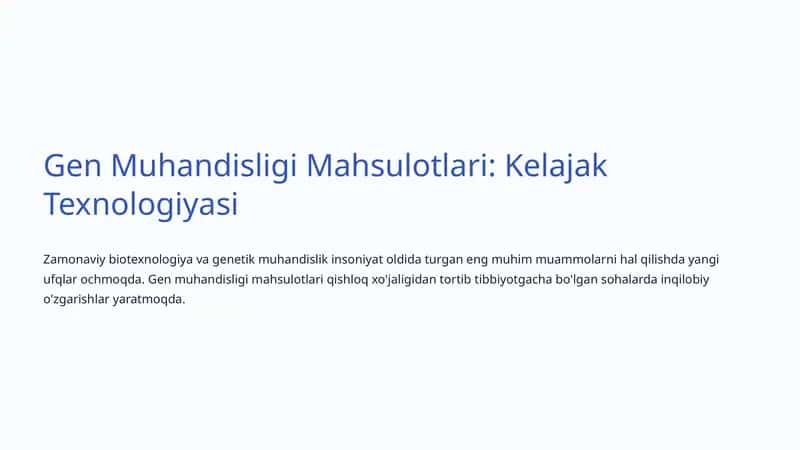 Gen Muhandisligi Mahsulotlari