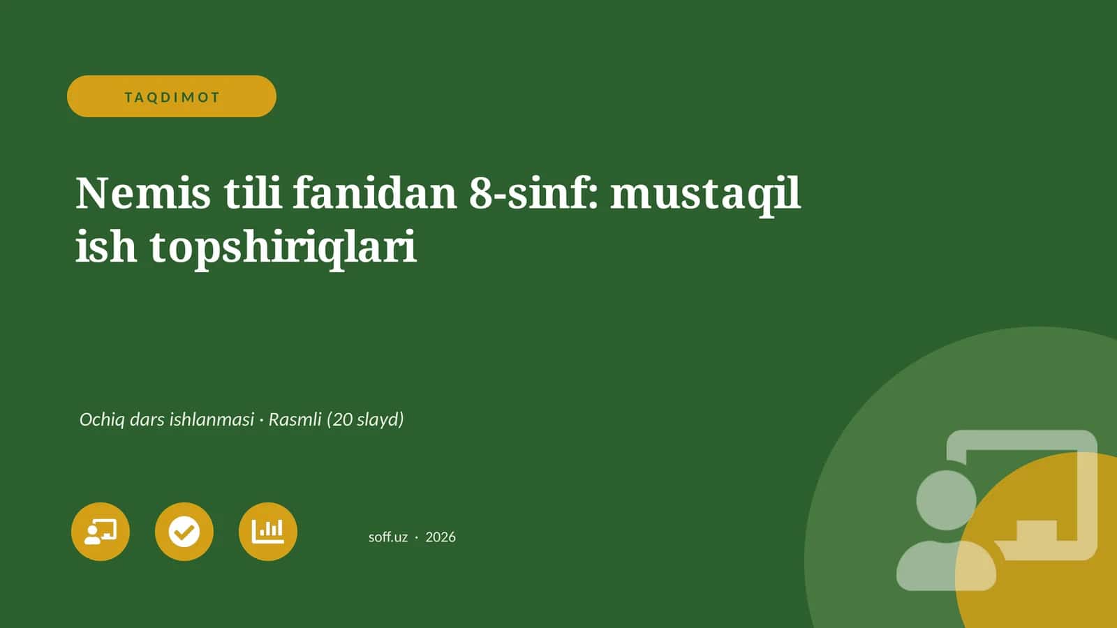 Nemis tili fanidan 8-sinf: mustaqil ish topshiriqlari