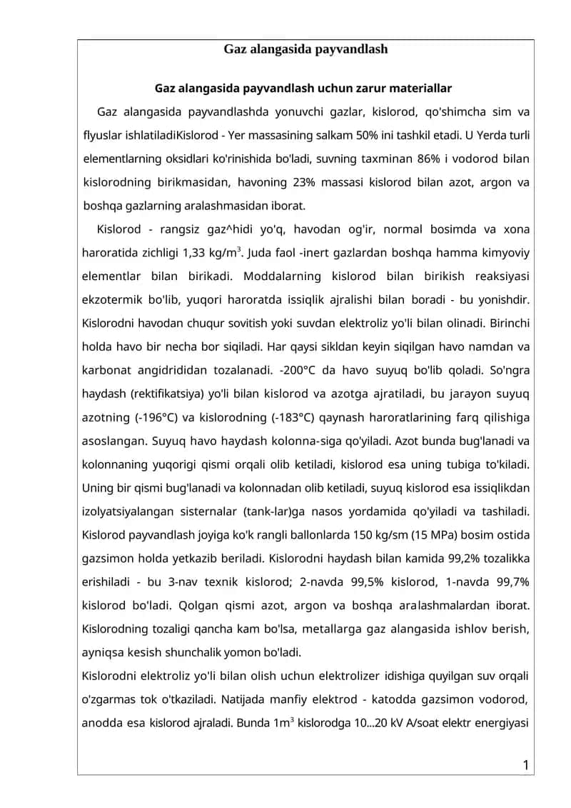 Gaz alangasida payvandlash