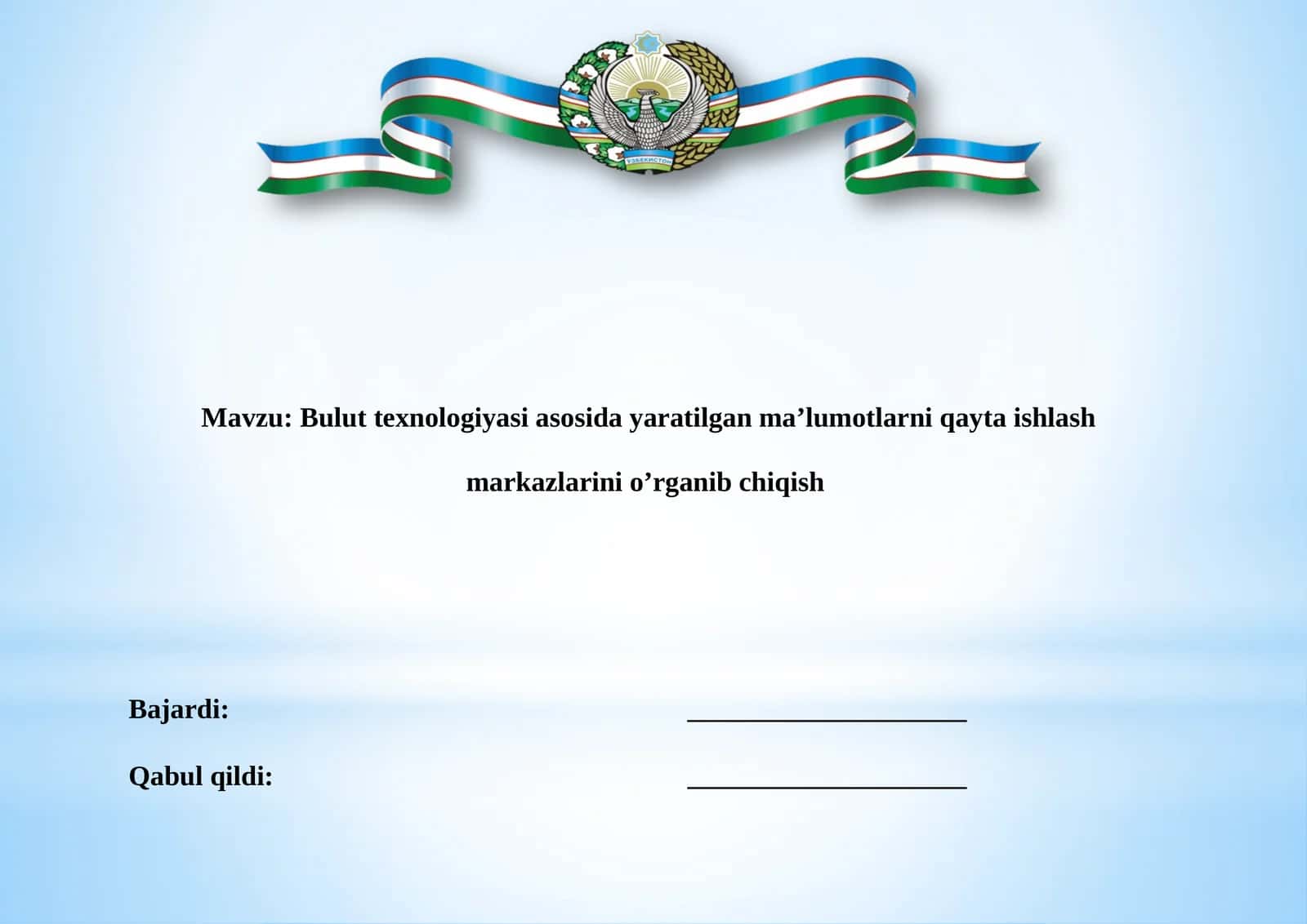 Buluttexnologiyasiasosidayaratilganma’lumotlarniqaytaishlashmarkazlari