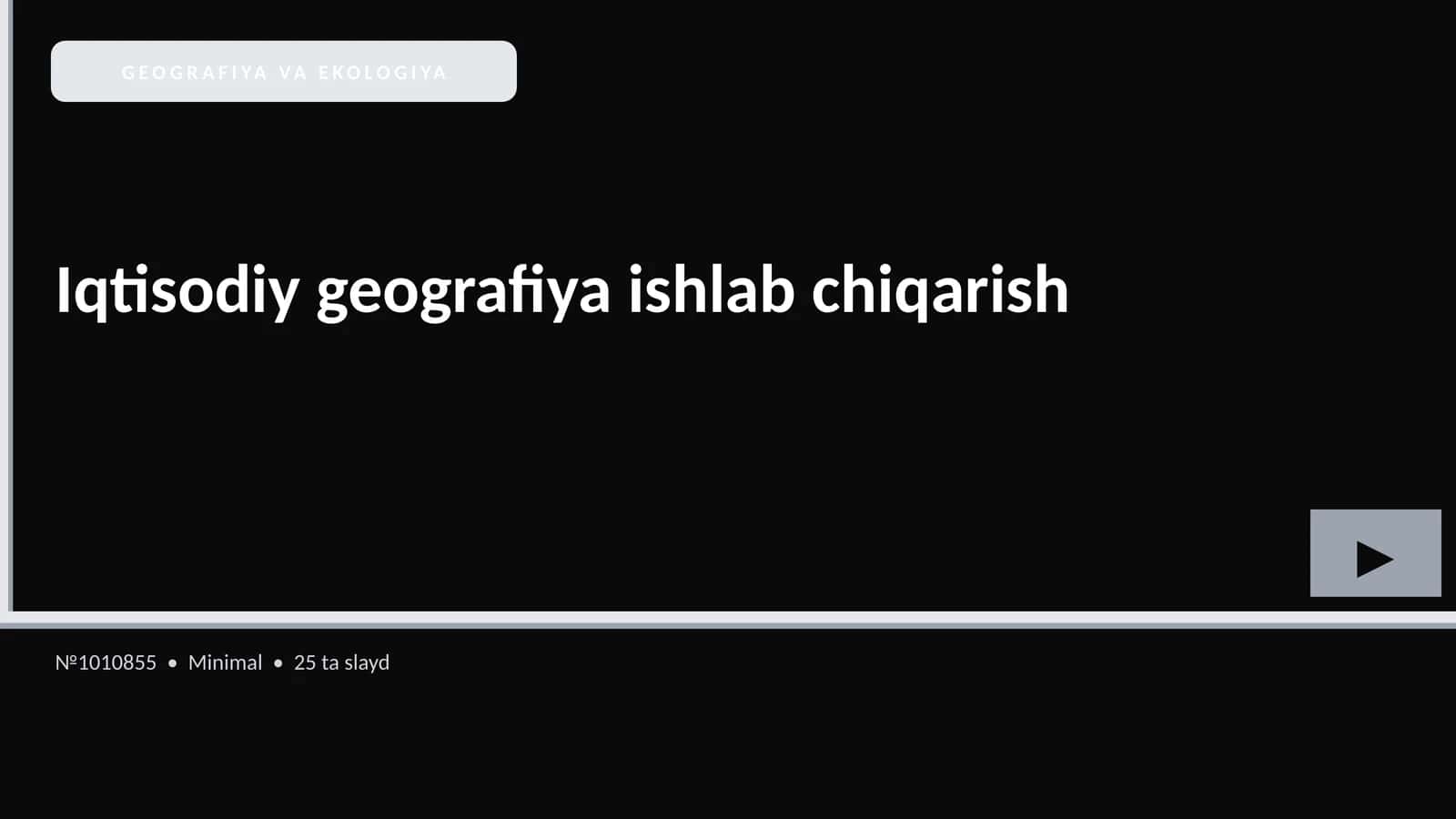 GEOGRAFIYA VA EKOLOGIYA