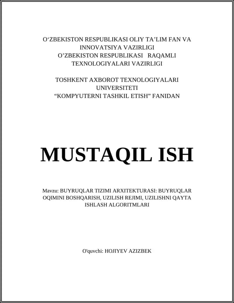 Xaridorlar tizimi arxitekturasi