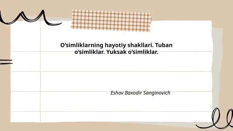 O‘simliklarning hayotiy shakllari