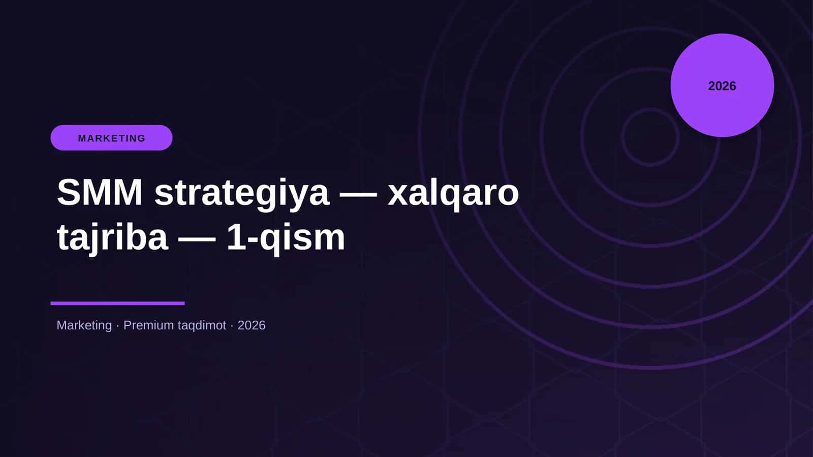 SMM strategiya — xalqaro tajriba — 1-qism