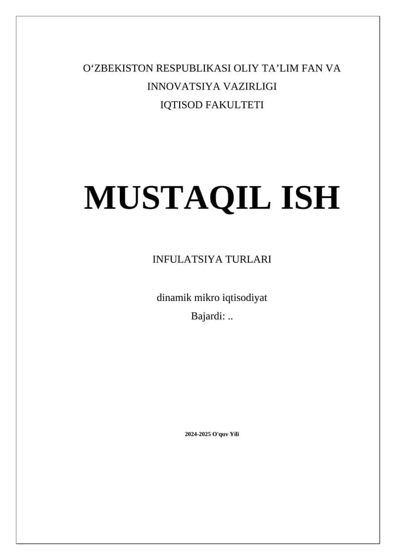 Inflyatsiya Turlari
