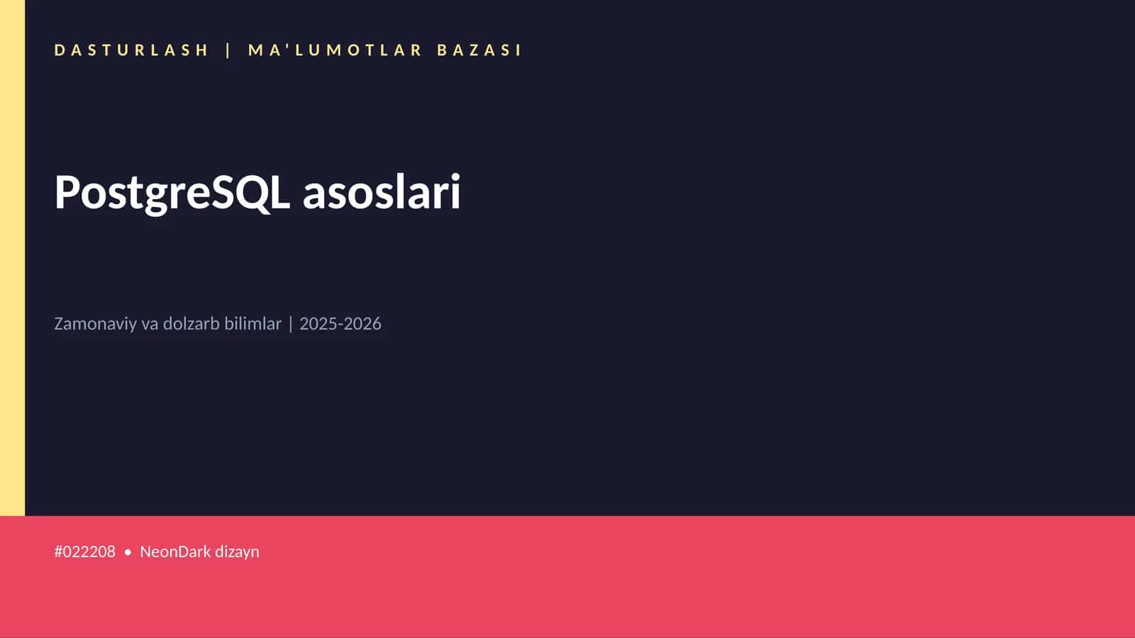 PostgreSQL asoslari