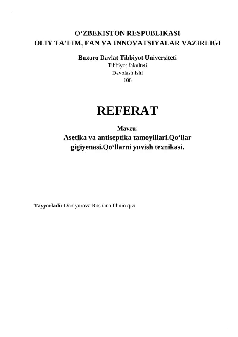Asetika va Antiseptiklar