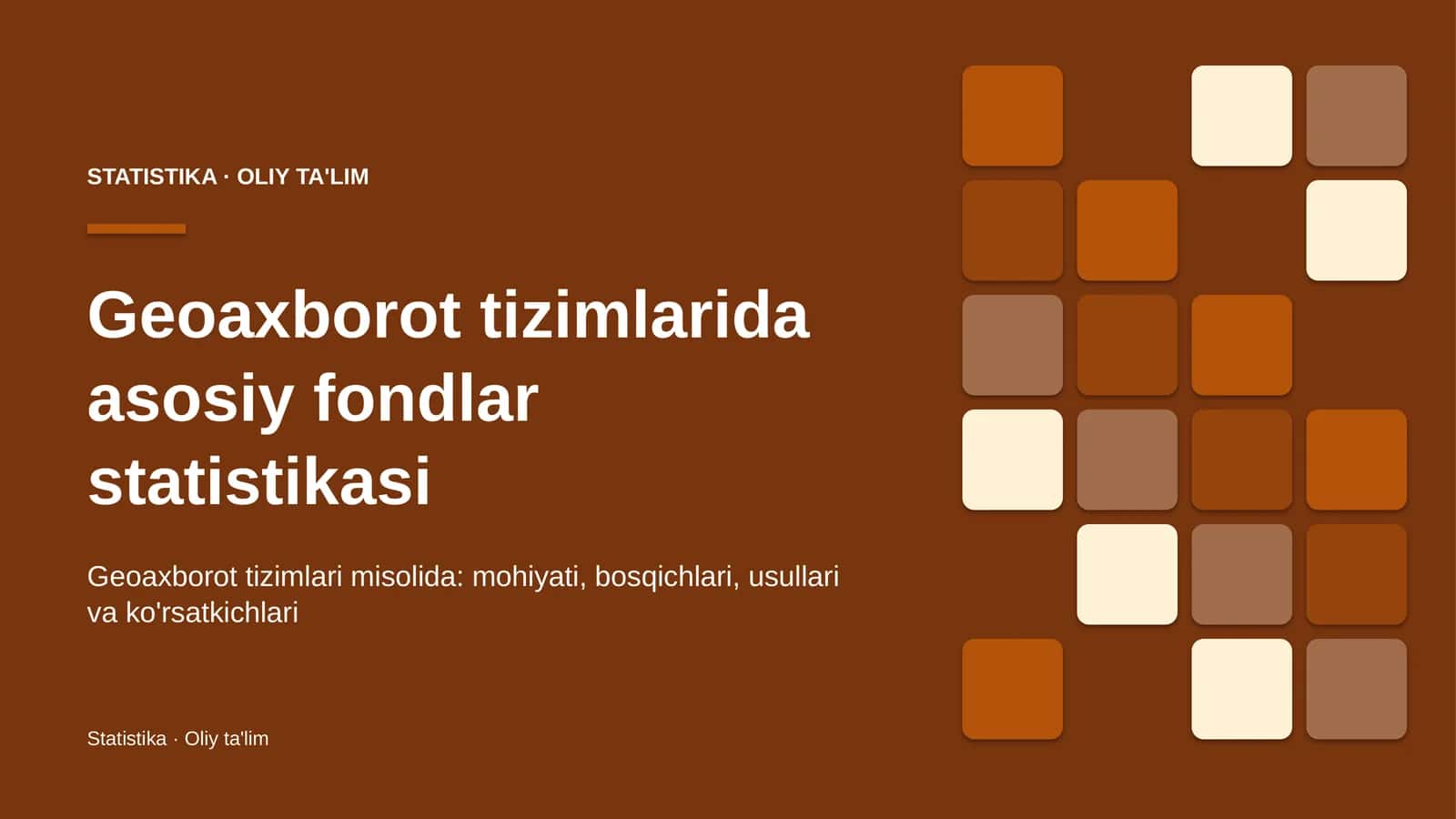 Geoaxborot tizimlarida asosiy fondlar statistikasi