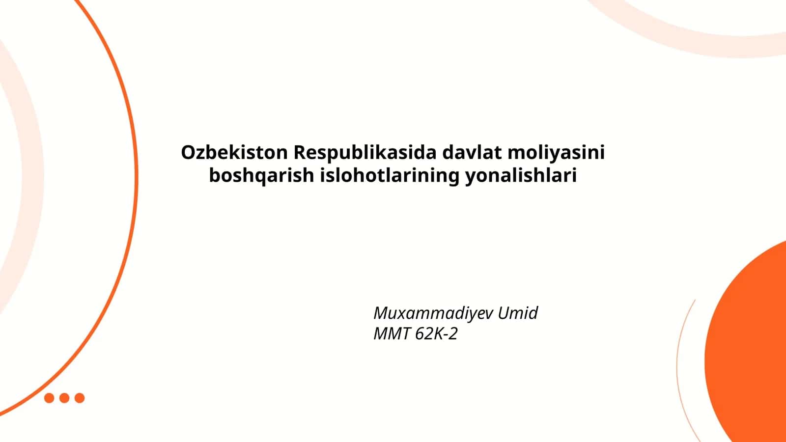 O'zbekiston Respublikasida davlat moliyasini boshqarish islohotlarining yonalishlari