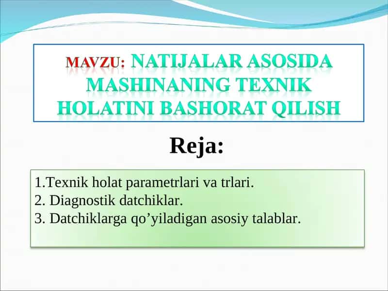 Машиналар ишончлилиги ва техник сервиси