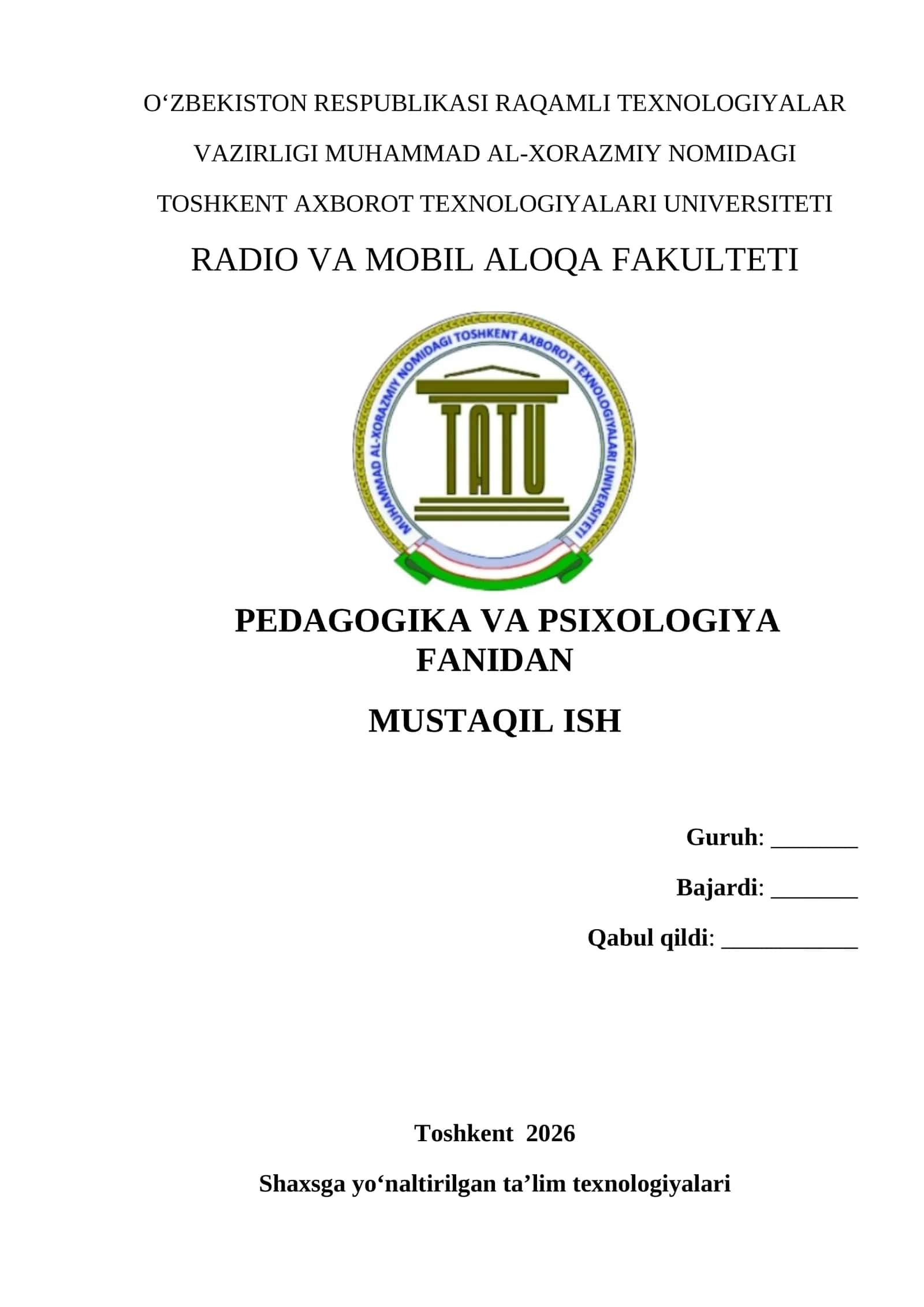Shaxsga yo‘naltirilgan ta’lim texnologiyalari