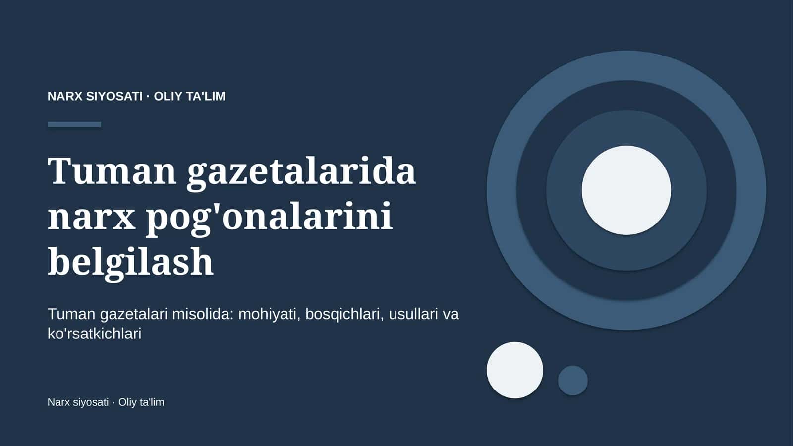 Tuman gazetalarida narx pog'onalarini belgilash