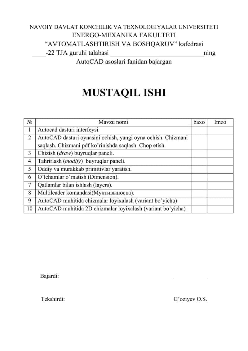 AutoCAD asoslari