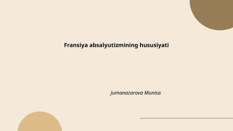 Fransiya absalyutizmining hususiyati
