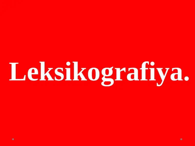 Leksikografiya