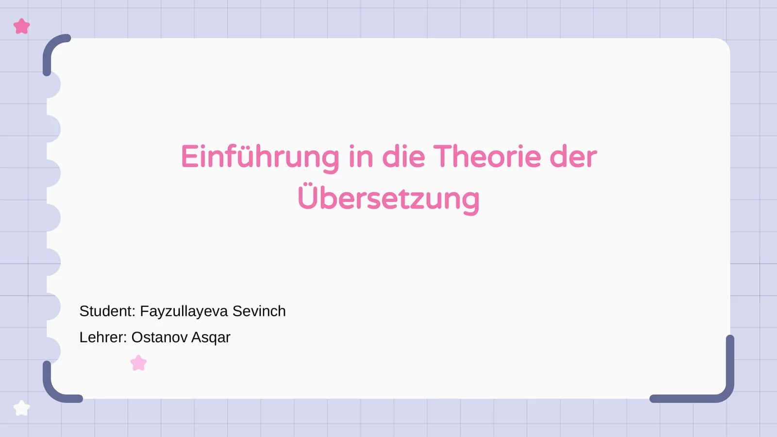 Einführung in die Theorie der Übersetzung
