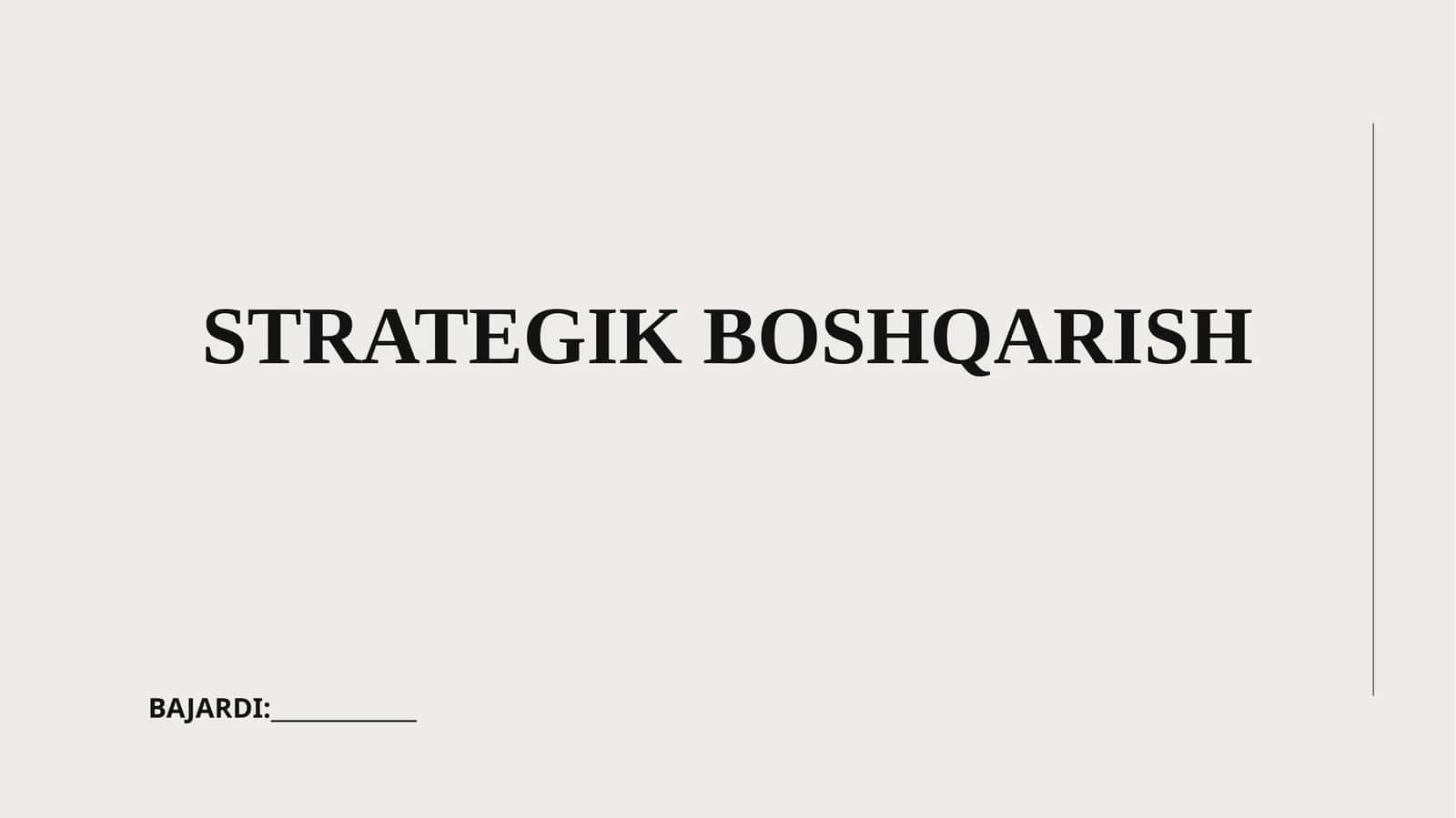 STRATEGIK BOSHQARISH