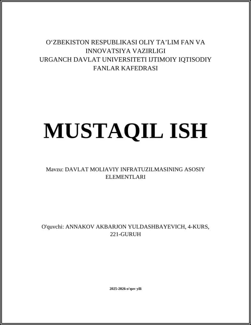 Davlat Moliaviy Infratuzilmasi